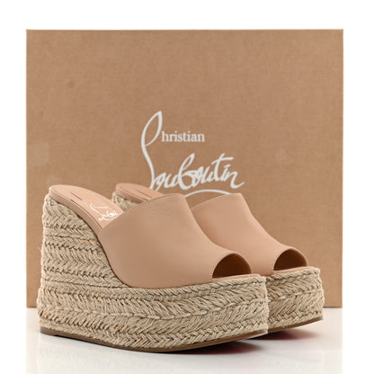 Christian Louboutin Calfskin Ariella Zeppa 130 Espadrille Sandals 36 Leche Scuro Naturel 8 of 8