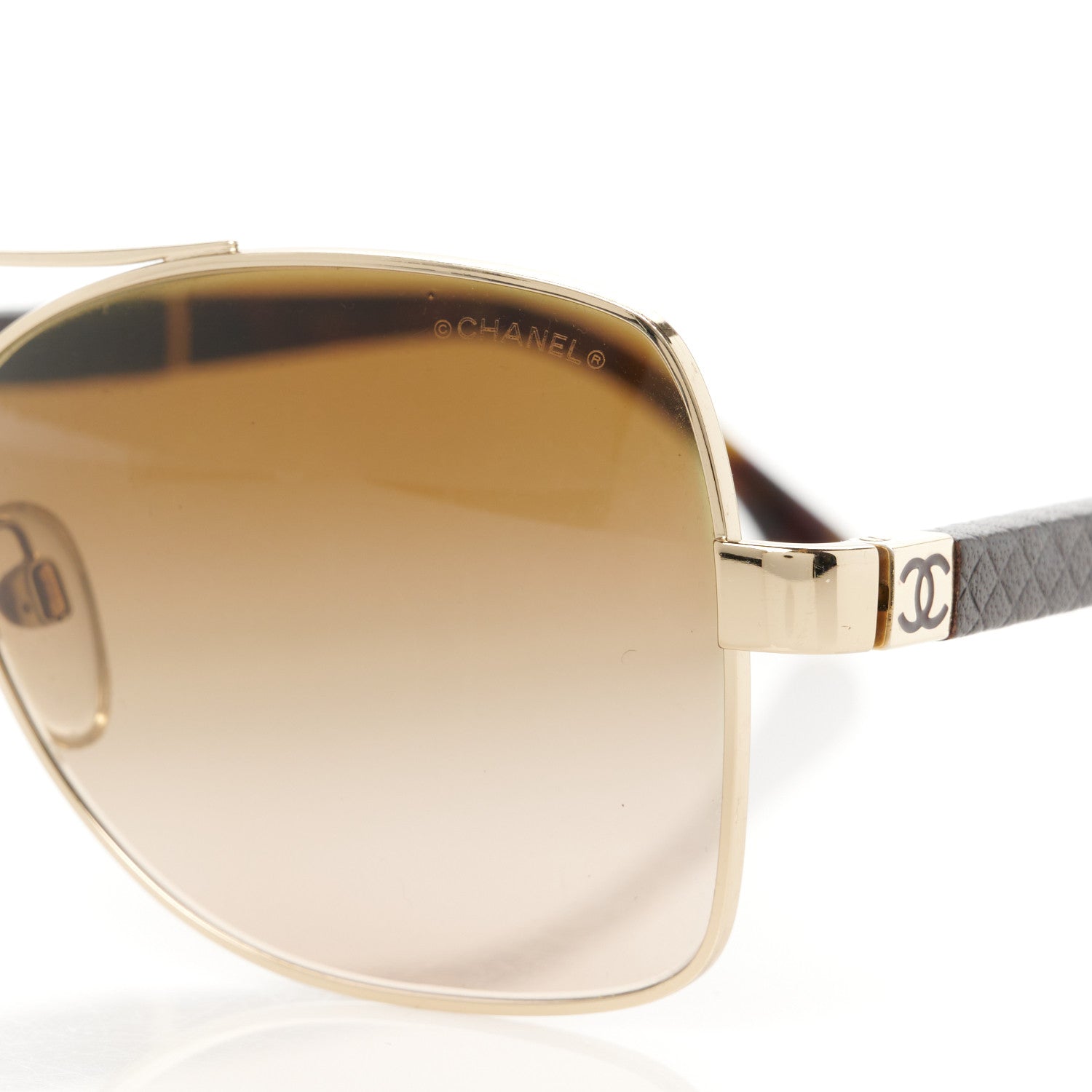Chanel Lambskin Quilted CC Aviator Sunglasses 4195-Q Brown 7 of 7