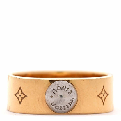 Louis Vuitton Brass Monogram Engraved Nanogram Ring S Gold 1 of 7