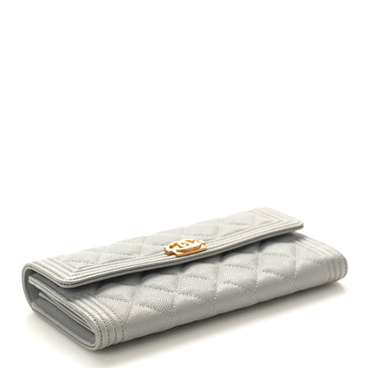 Chanel Caviar Quilted Large Boy Gusset Flap Wallet Grey 4 of 9