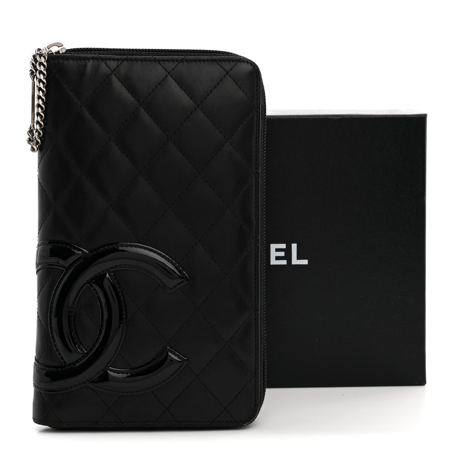 Calfskin Cambon Zip Around Organizer Wallet Black