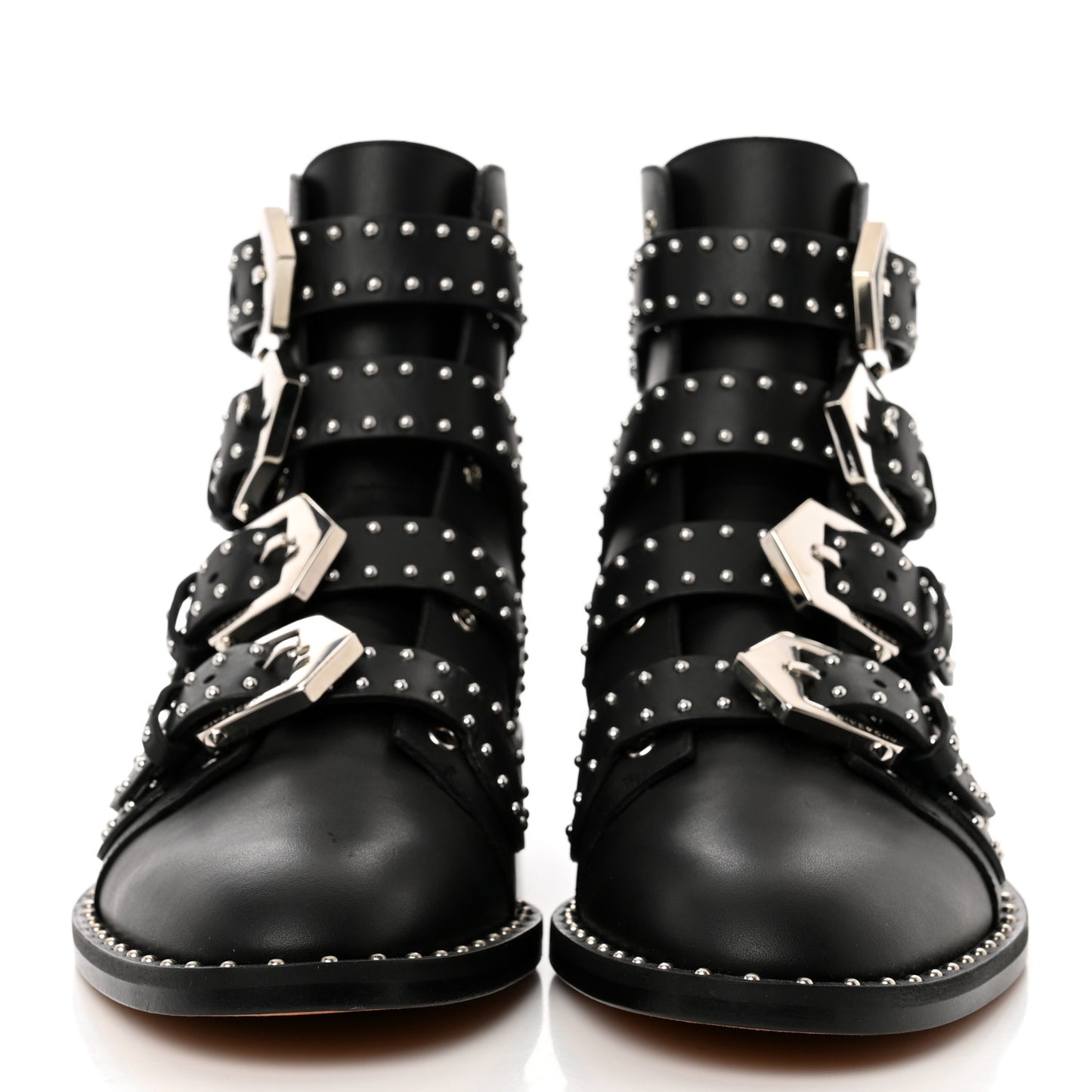 Calfskin Studded Prue Buckle Bootie 36 Black