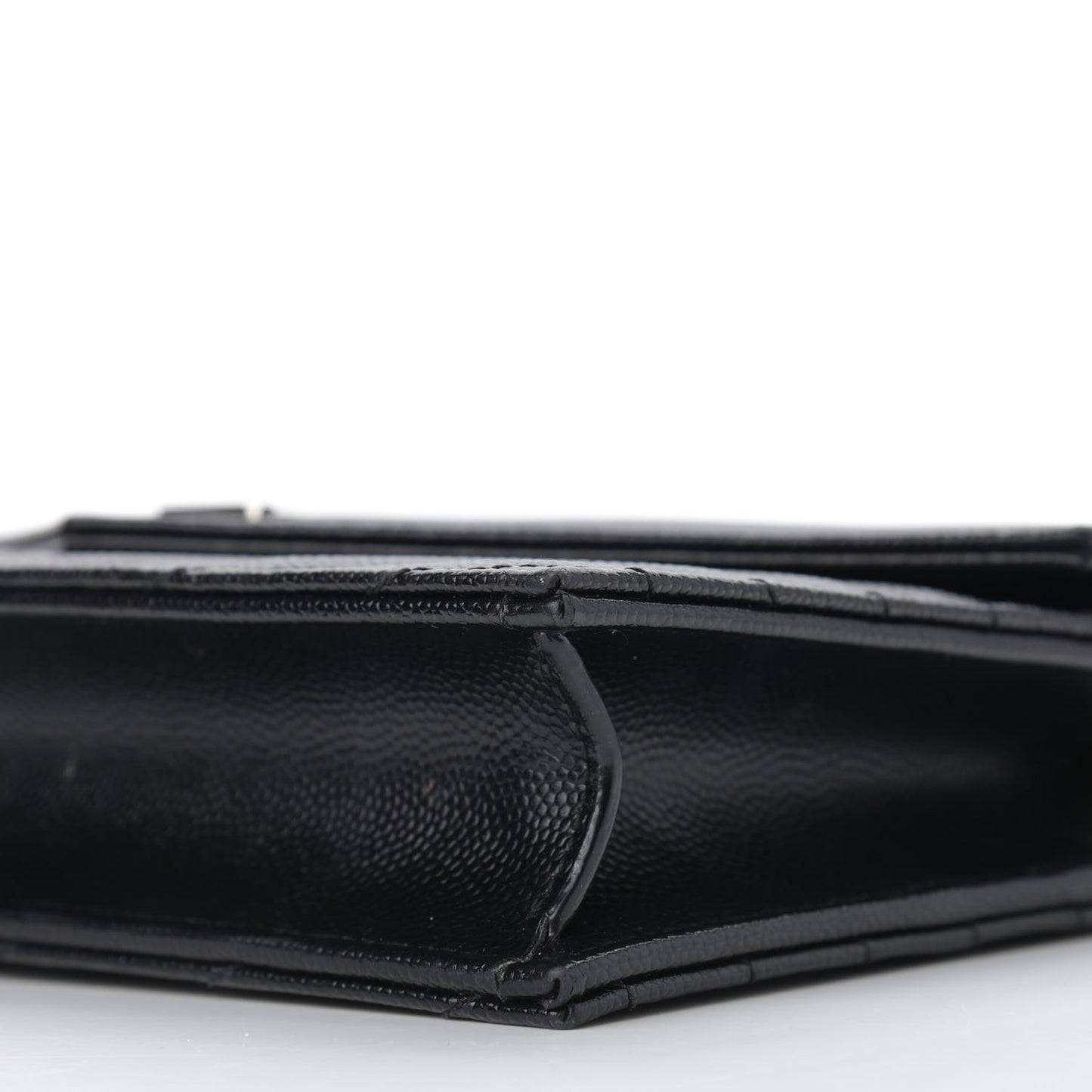 Grain De Poudre Matelasse Chevron Monogram Envelope Chain Wallet Black
