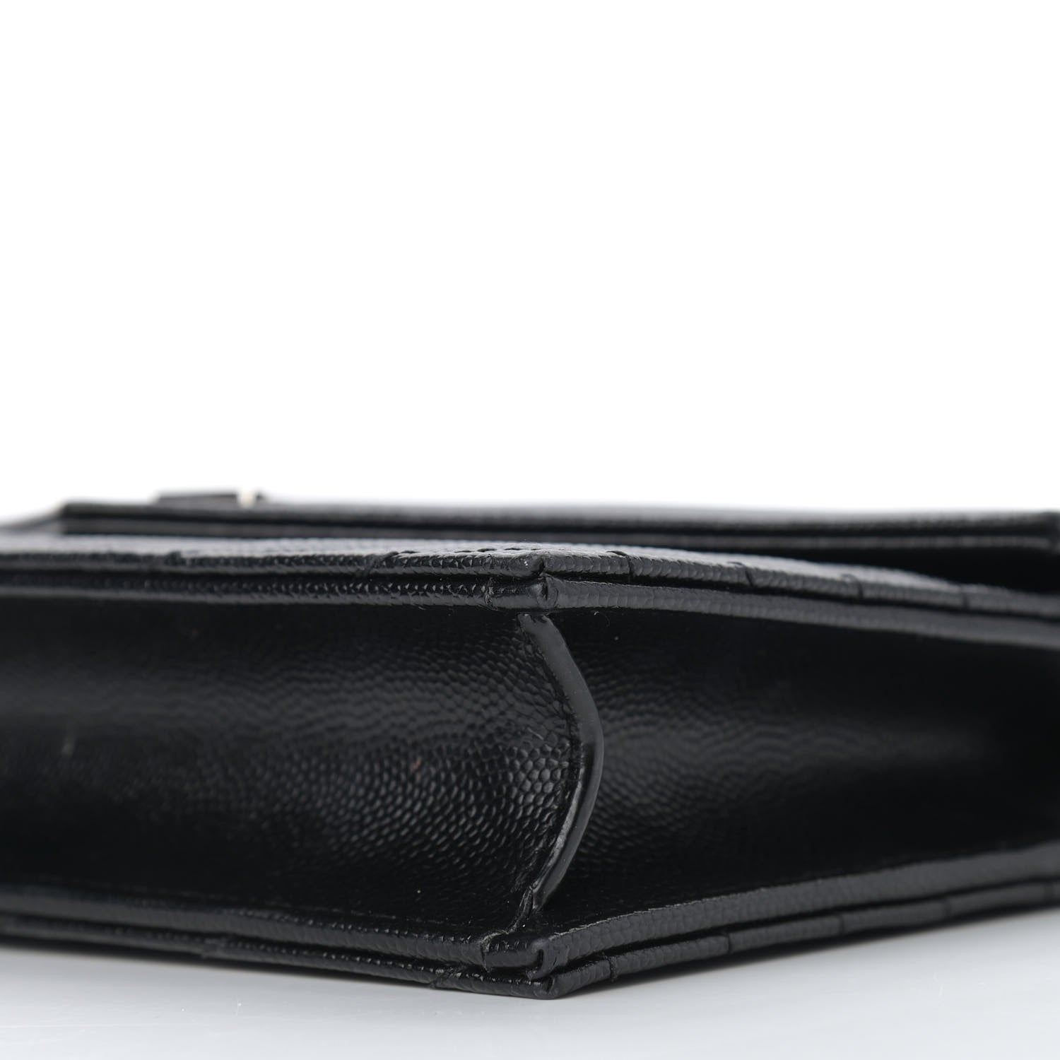 Saint Laurent Grain De Poudre Matelasse Chevron Monogram Envelope Chain Wallet Black 9 of 10