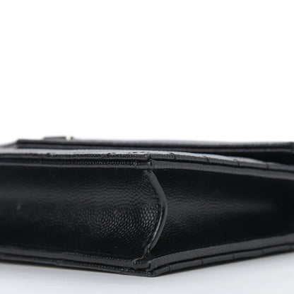 Saint Laurent Grain De Poudre Matelasse Chevron Monogram Envelope Chain Wallet Black 9 of 10