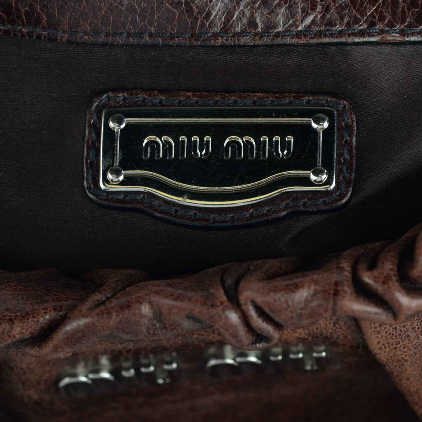 Vitello Lux Gathered Tote Dark Brown