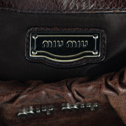 Miu Miu Vitello Lux Gathered Tote Dark Brown 6 of 8