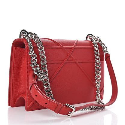 Christian Dior Grained Calfskin Medium Diorama Flap Bag Red 3 of 10