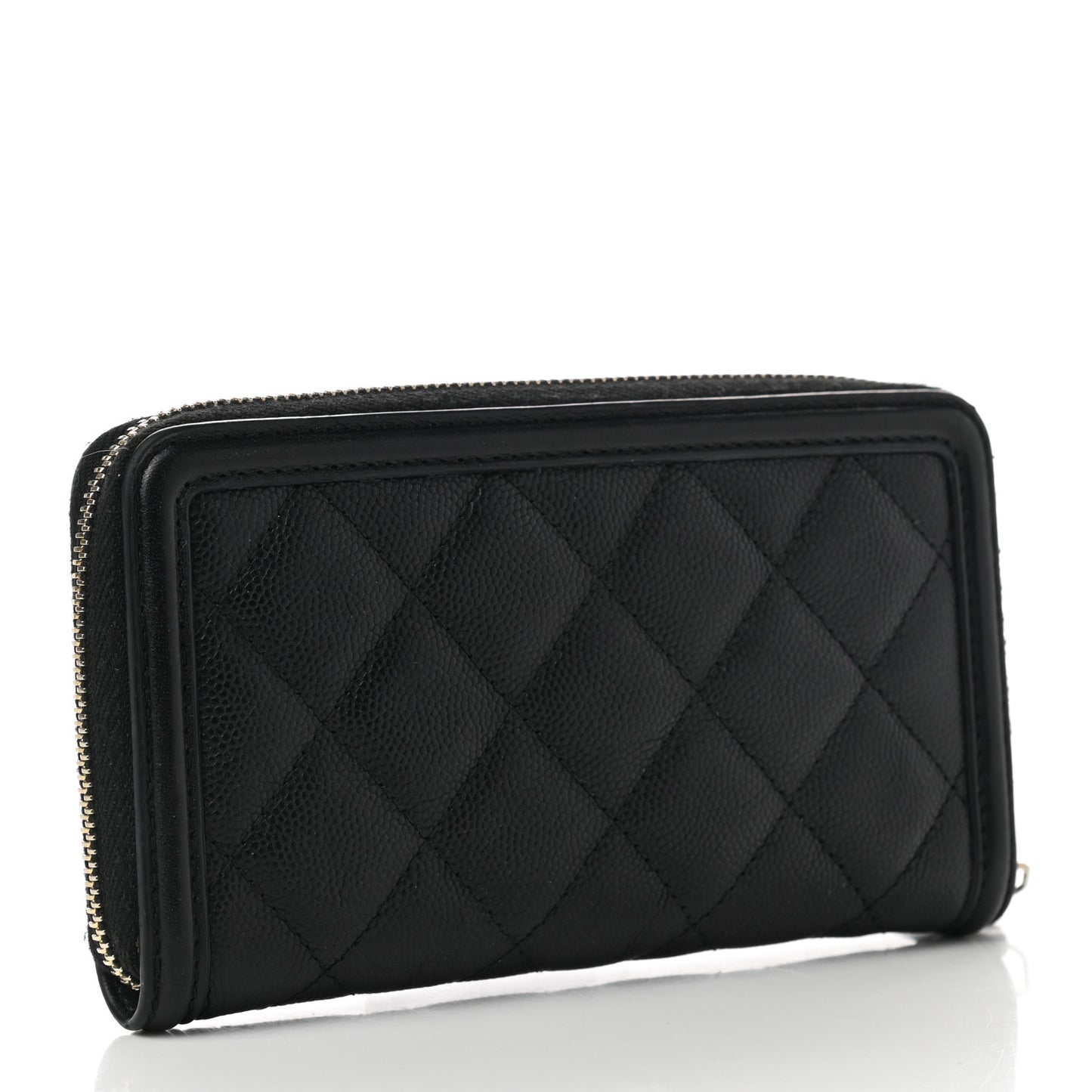 Caviar Quilted Medium Filigree Zip Around Wallet Black