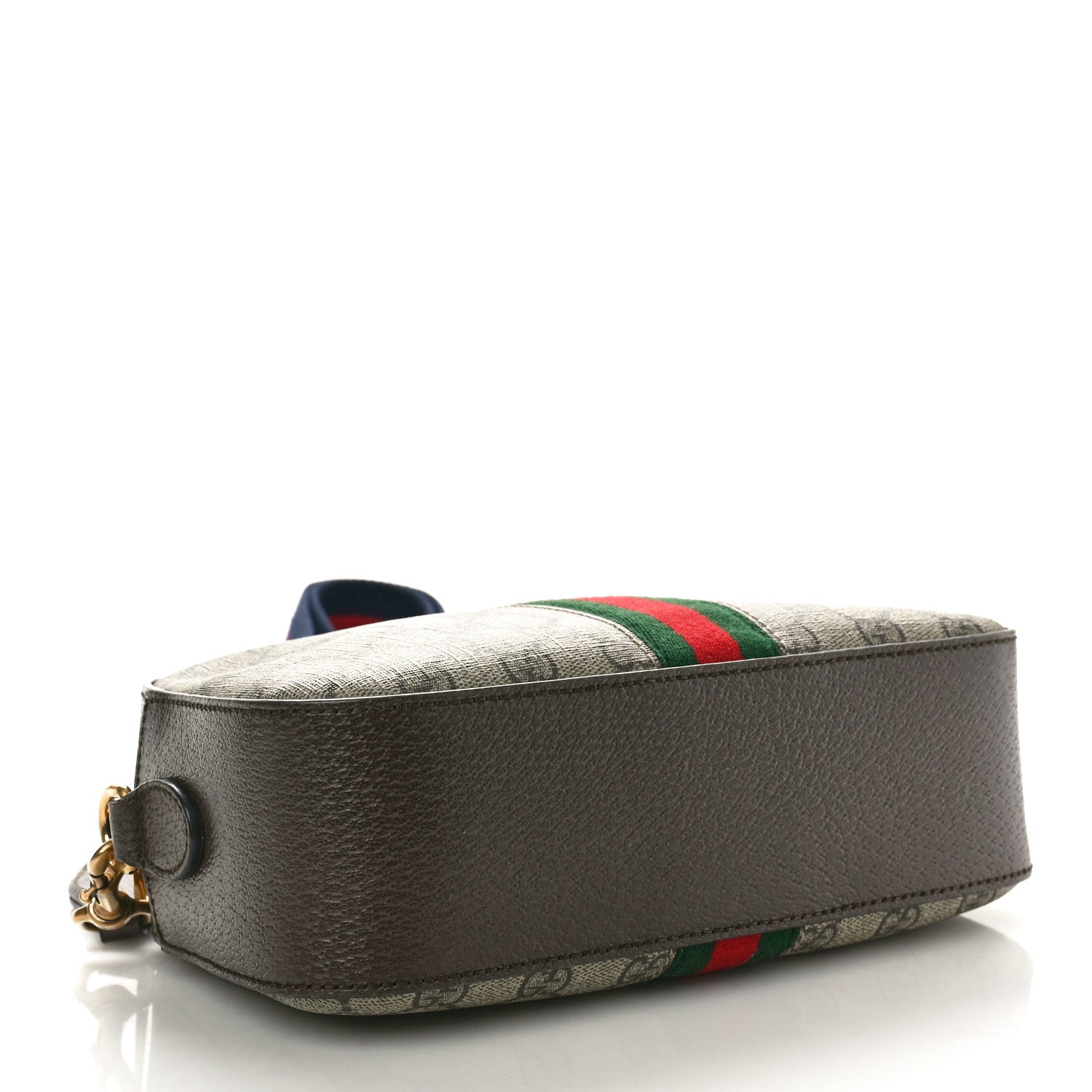 Gucci GG Supreme Monogram Textured Dollar Calfskin Web Ophidia Wristlet Shoulder Bag Beige Ebony New Acero 4 of 12