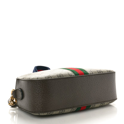 Gucci GG Supreme Monogram Textured Dollar Calfskin Web Ophidia Wristlet Shoulder Bag Beige Ebony New Acero 4 of 12