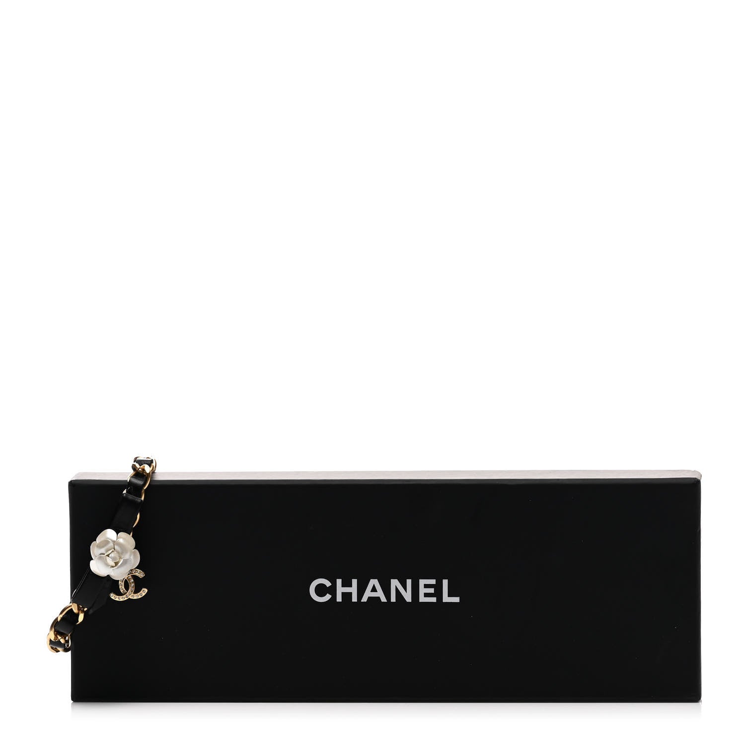 Chanel Metal Calfskin Crystal Chain 90's Camellia Bracelet Black Gold 5 of 5
