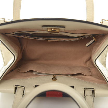 Gucci Grained Calfskin Web Stripe Butterfly Medium Totem Top Handle Bag White 5 of 13