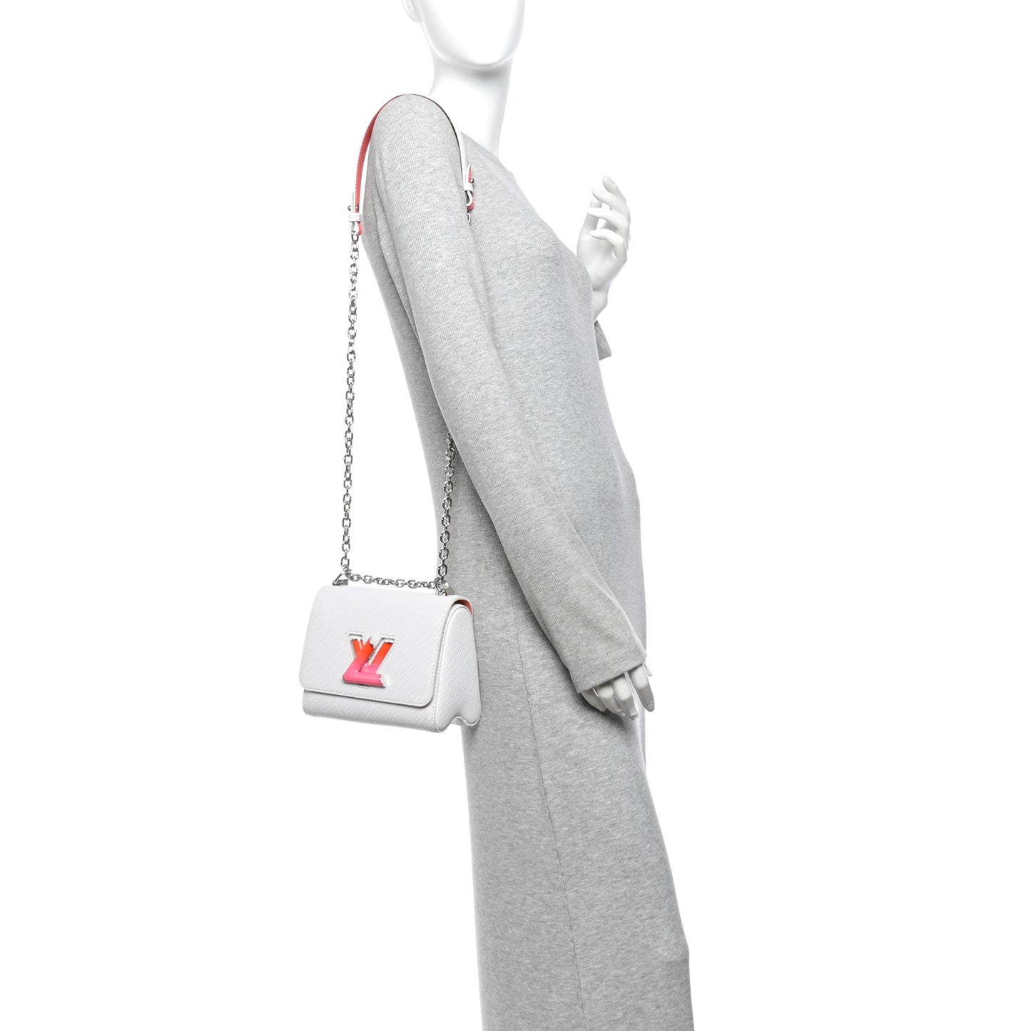 Epi Twist Braided Strap Shoulder Bag PM White PInk