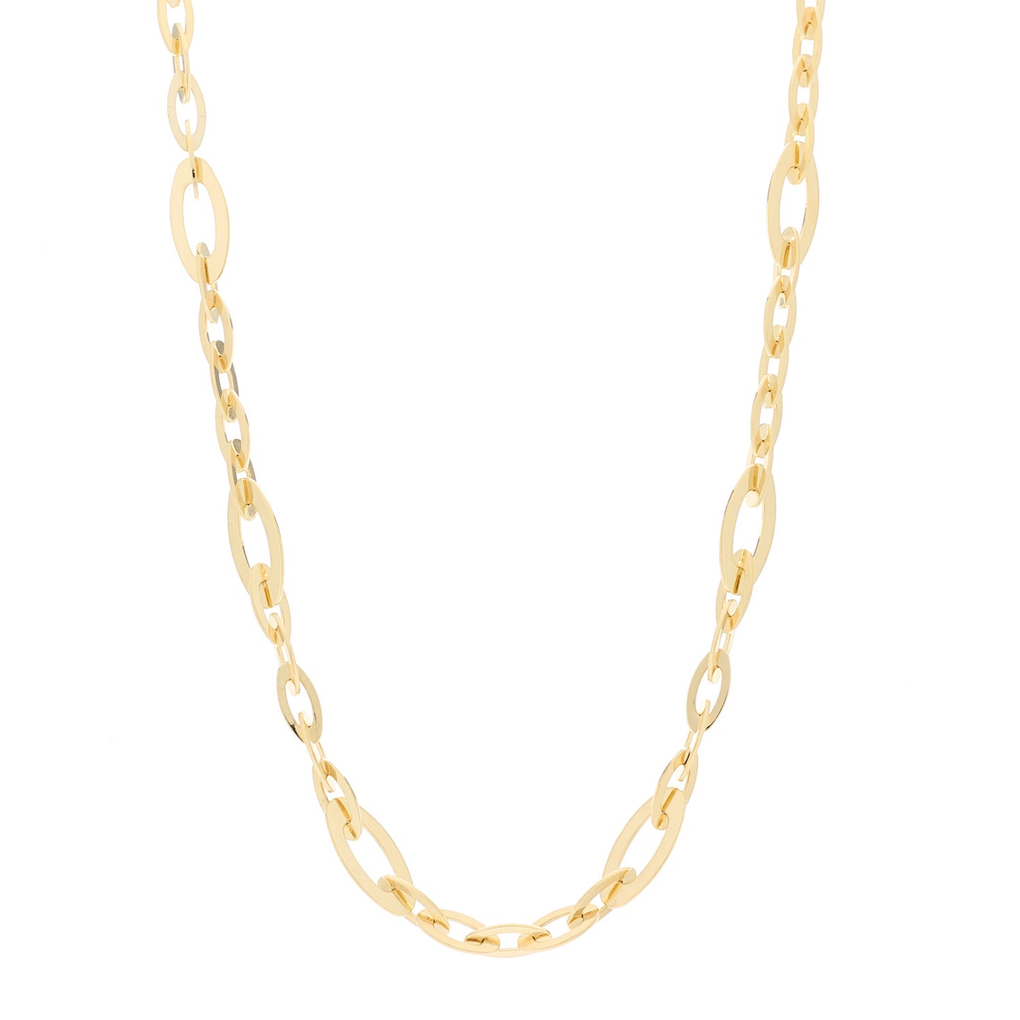 18K Yellow Gold Blue Sapphire Chic and Shine Oval Link Necklace
