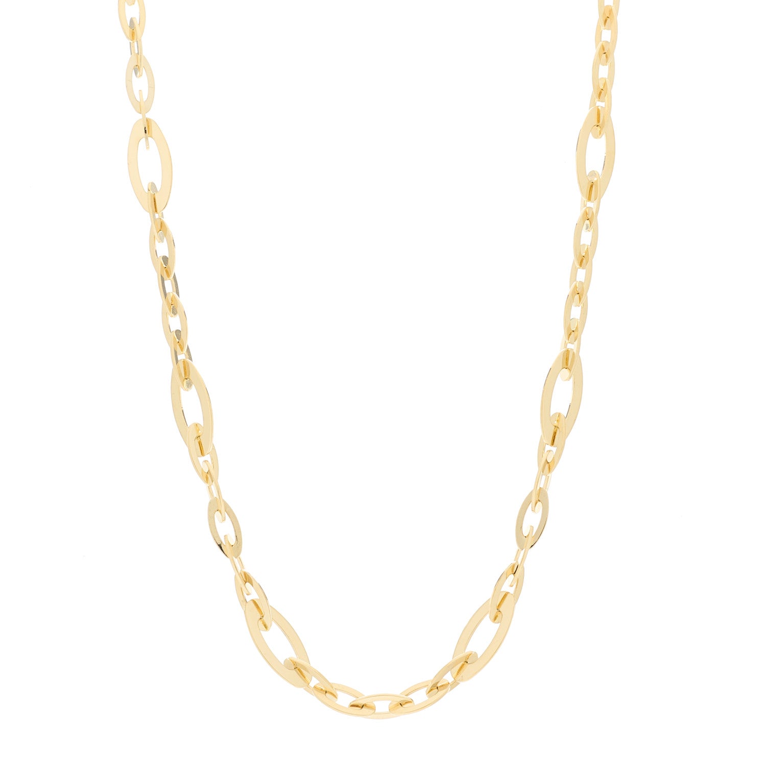 Roberto Coin 18K Yellow Gold Blue Sapphire Chic and Shine Oval Link Necklace 1 of 3