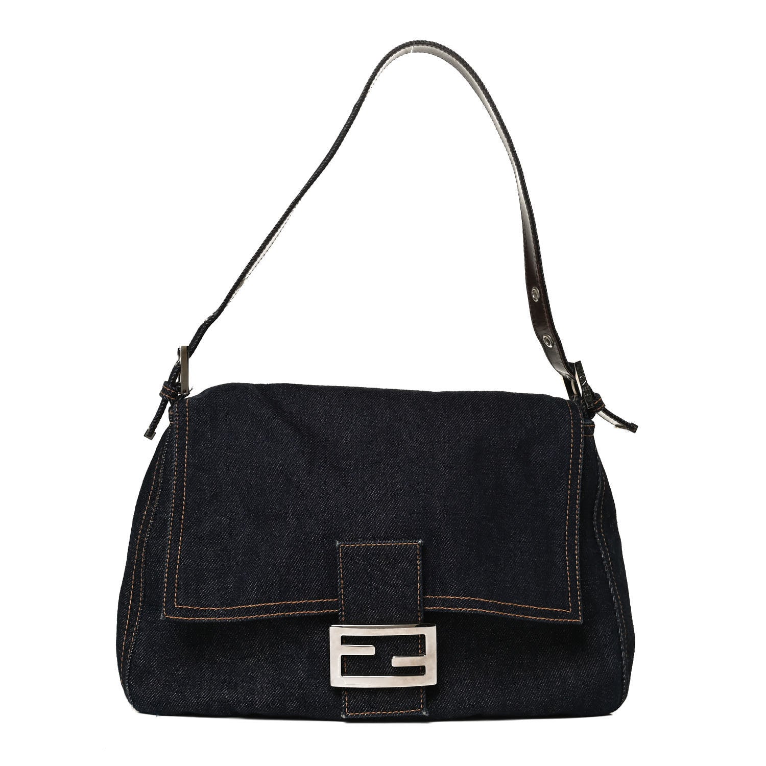 Fendi Denim Mama Baguette Blue 1 of 12