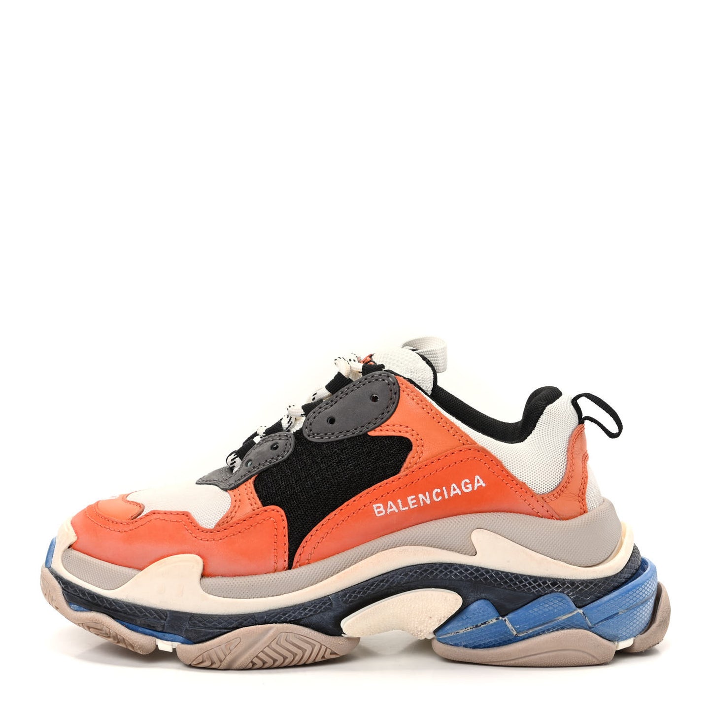Mesh Nubuck Womens Triple S Sneakers 37 Orange Gris Black