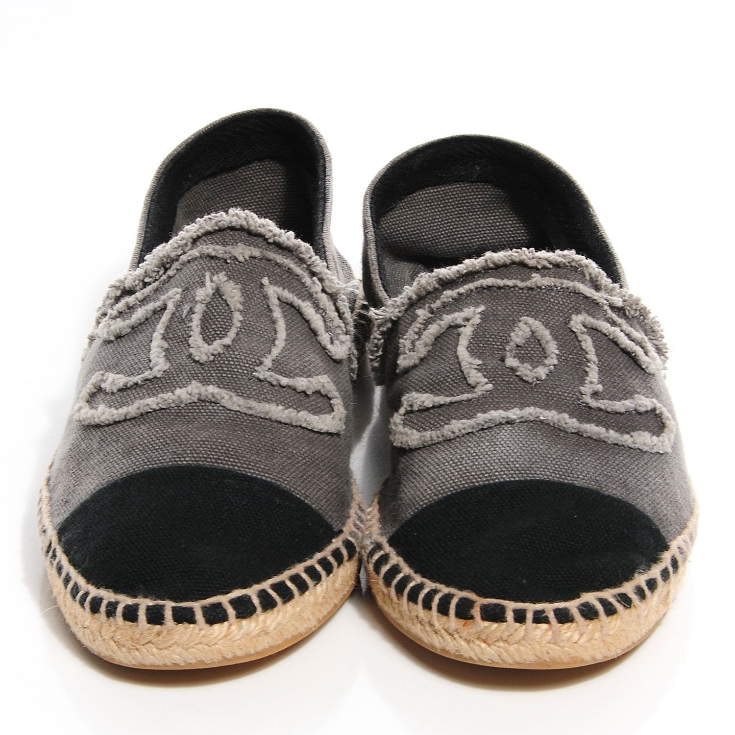 Chanel Toile CC Espadrilles 37 Grey Black 2 of 7