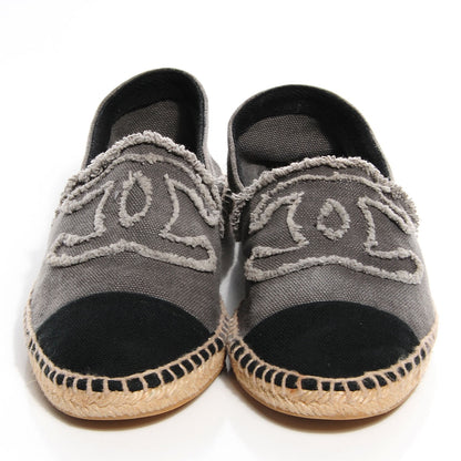 Chanel Toile CC Espadrilles 37 Grey Black 2 of 7