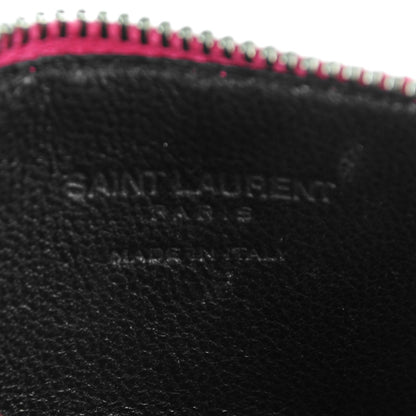 Saint Laurent Grained Calfskin 5 Fragments Zip Pouch Card Holder Lipstick Fuchsia 6 of 6