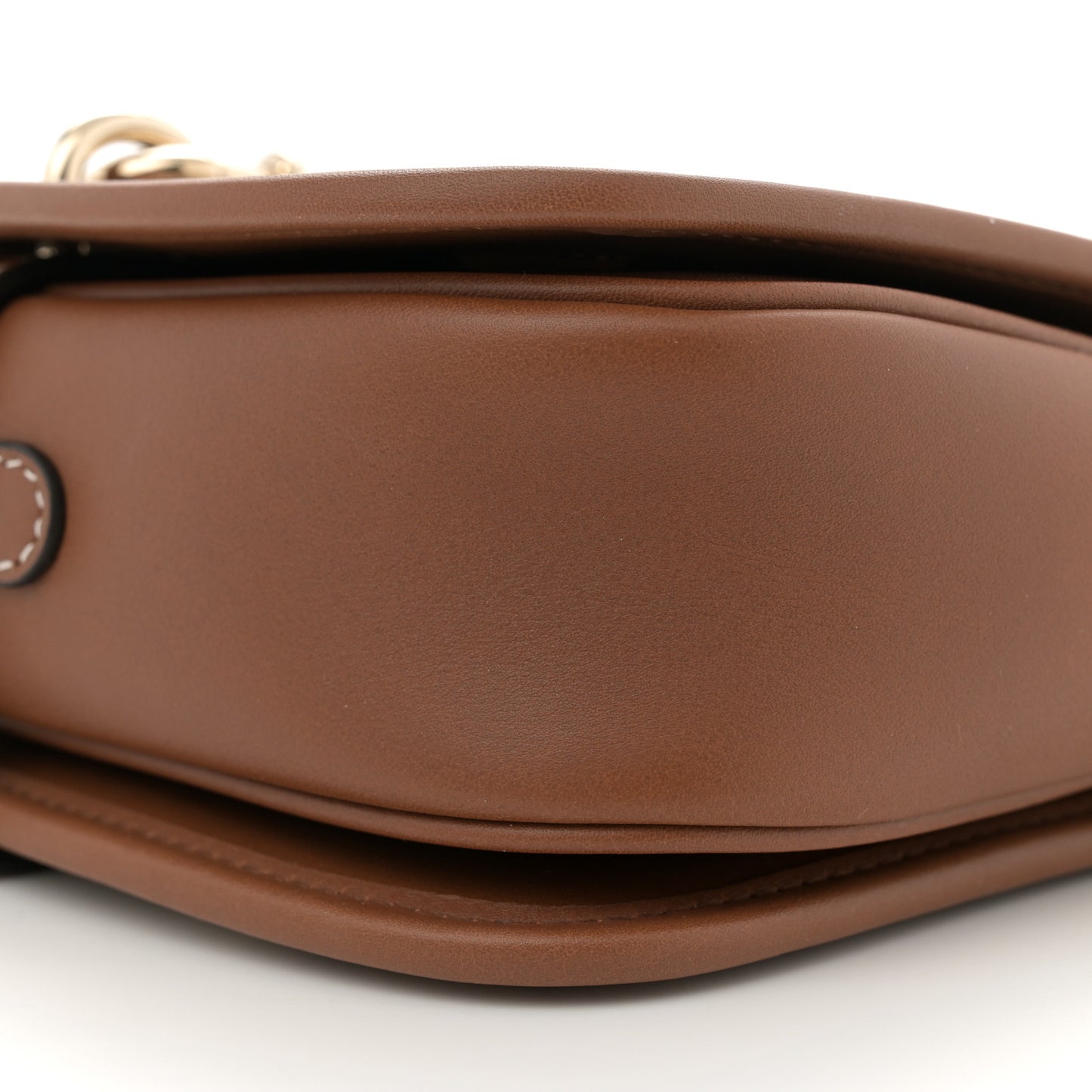 GG Supreme Monogram Textured Calfskin Emblem Mini Shoulder Bag Beige Dark Brown