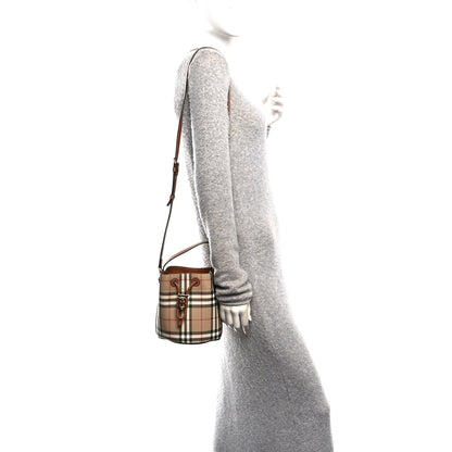 Burberry E-Canvas Vintage Check Mini Drawstring Bucket Bag Briar Brown 2 of 10
