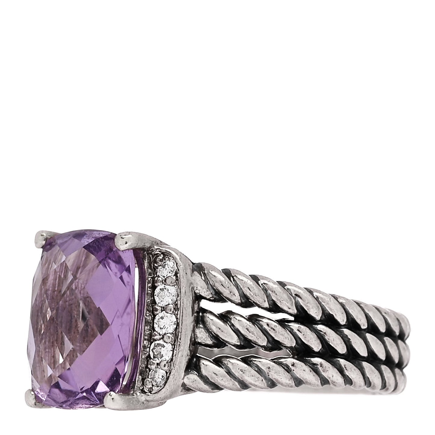 Sterling Silver Diamond Amethyst 10mm Petite Wheaton Ring 51 5.75