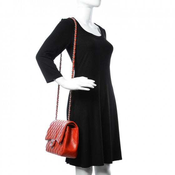 Chanel Lambskin Quilted Jumbo Double Flap Red 2 of 15