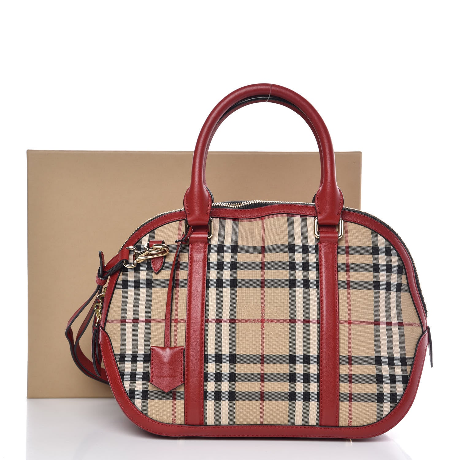 Burberry Horseferry Check Small Orchard Bowling Bag Honey Parade Red 11 of 11