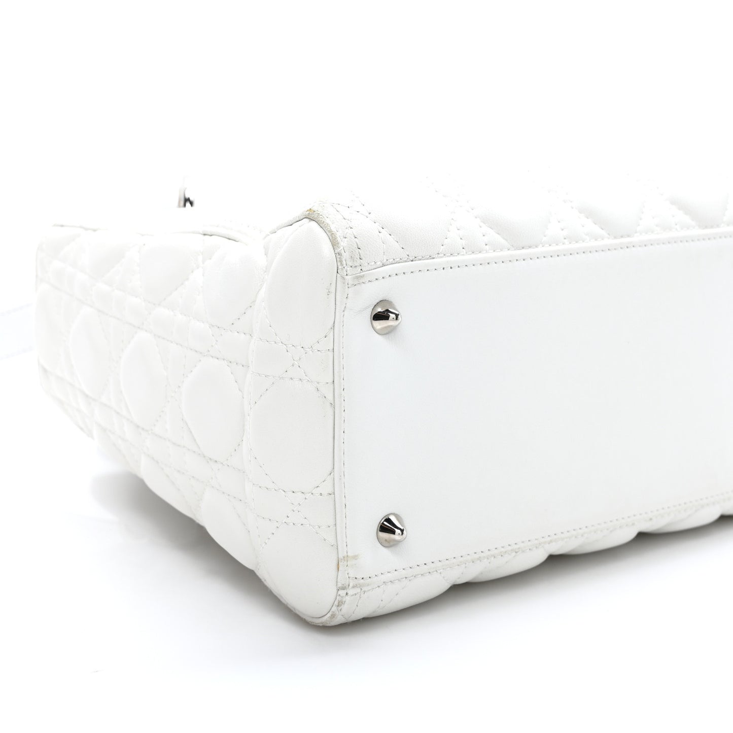 Lambskin Cannage Medium Lady Dior White