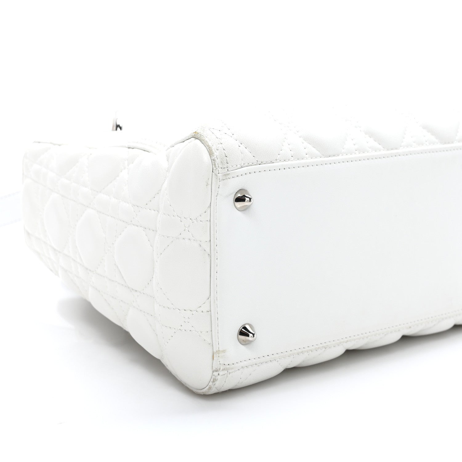 Christian Dior Lambskin Cannage Medium Lady Dior White 9 of 12