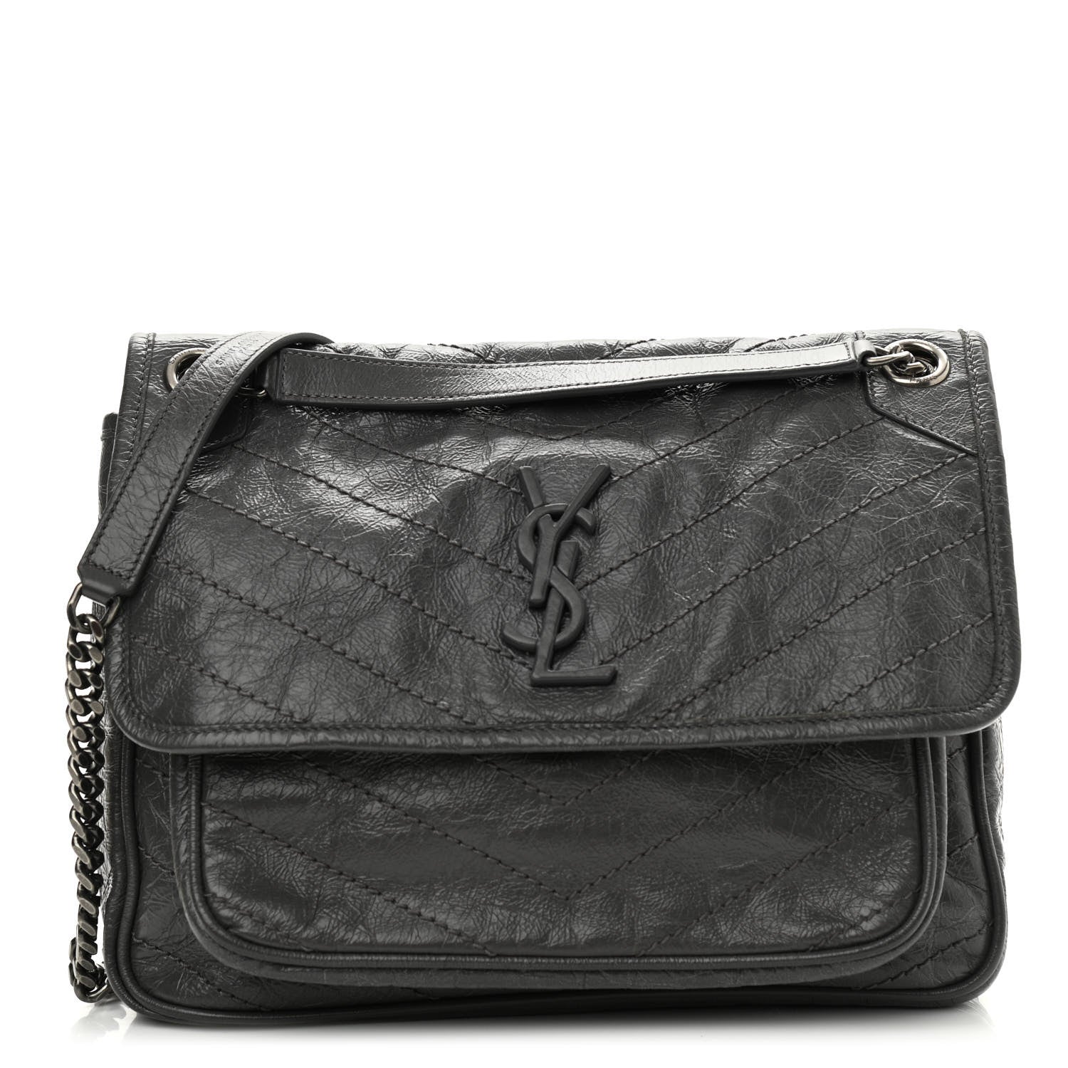 Saint Laurent Crinkled Calfskin Matelasse Monogram Medium Niki Chain Pebble 1 of 10