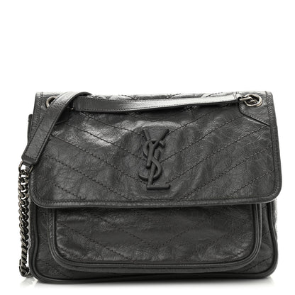 Saint Laurent Crinkled Calfskin Matelasse Monogram Medium Niki Chain Pebble 1 of 10