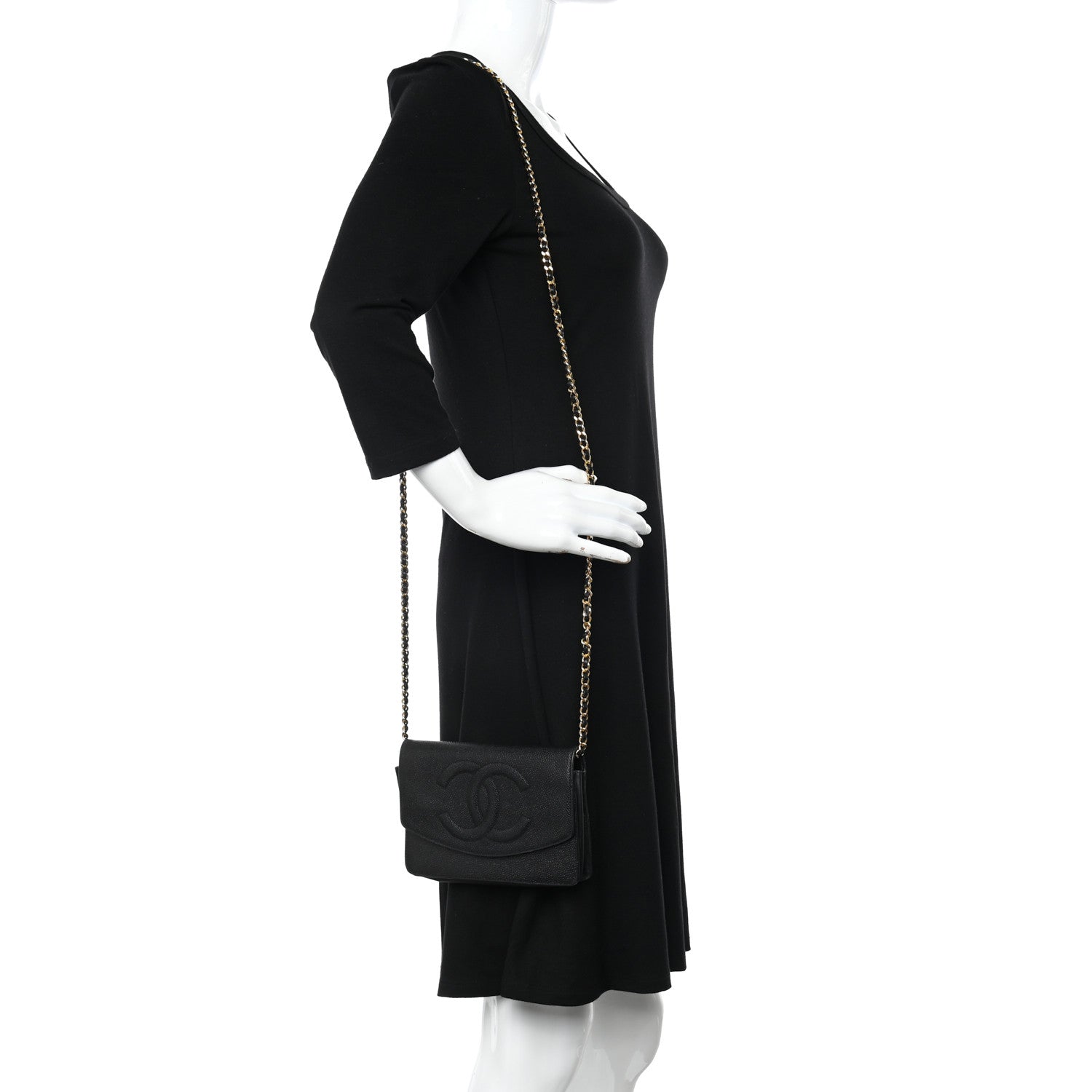 Chanel Caviar Timeless CC Wallet on Chain WOC Black 2 of 12