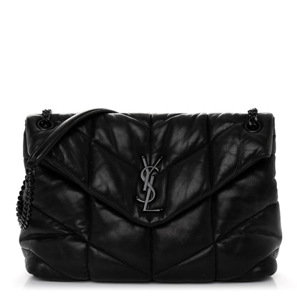Saint Laurent Lambskin Quilted Monogram Monochrome Medium Loulou Puffer Chain Satchel Black 1 of 10