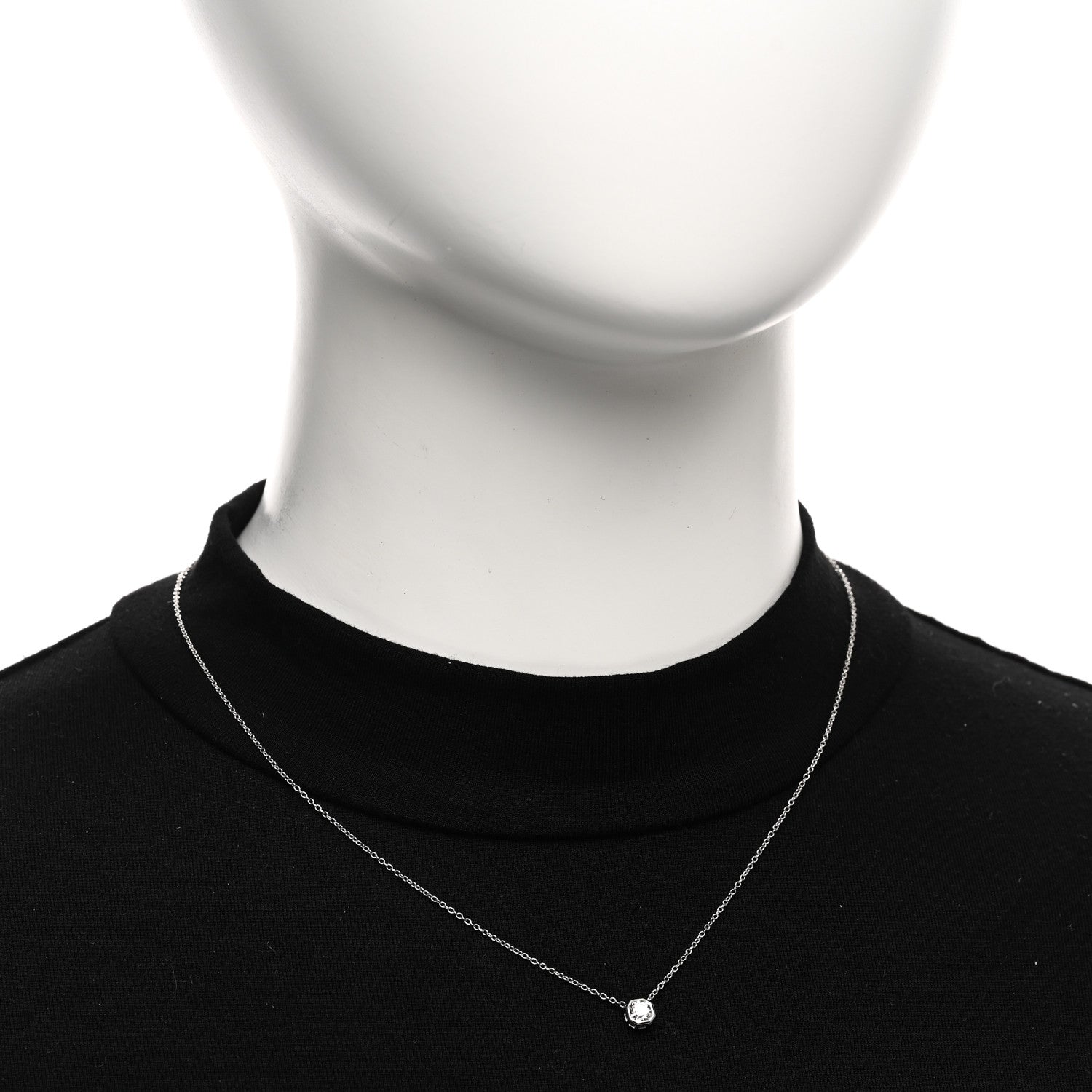 Tiffany Platinum Diamond .34ct Lucida Bezel Pendant Necklace 2 of 5