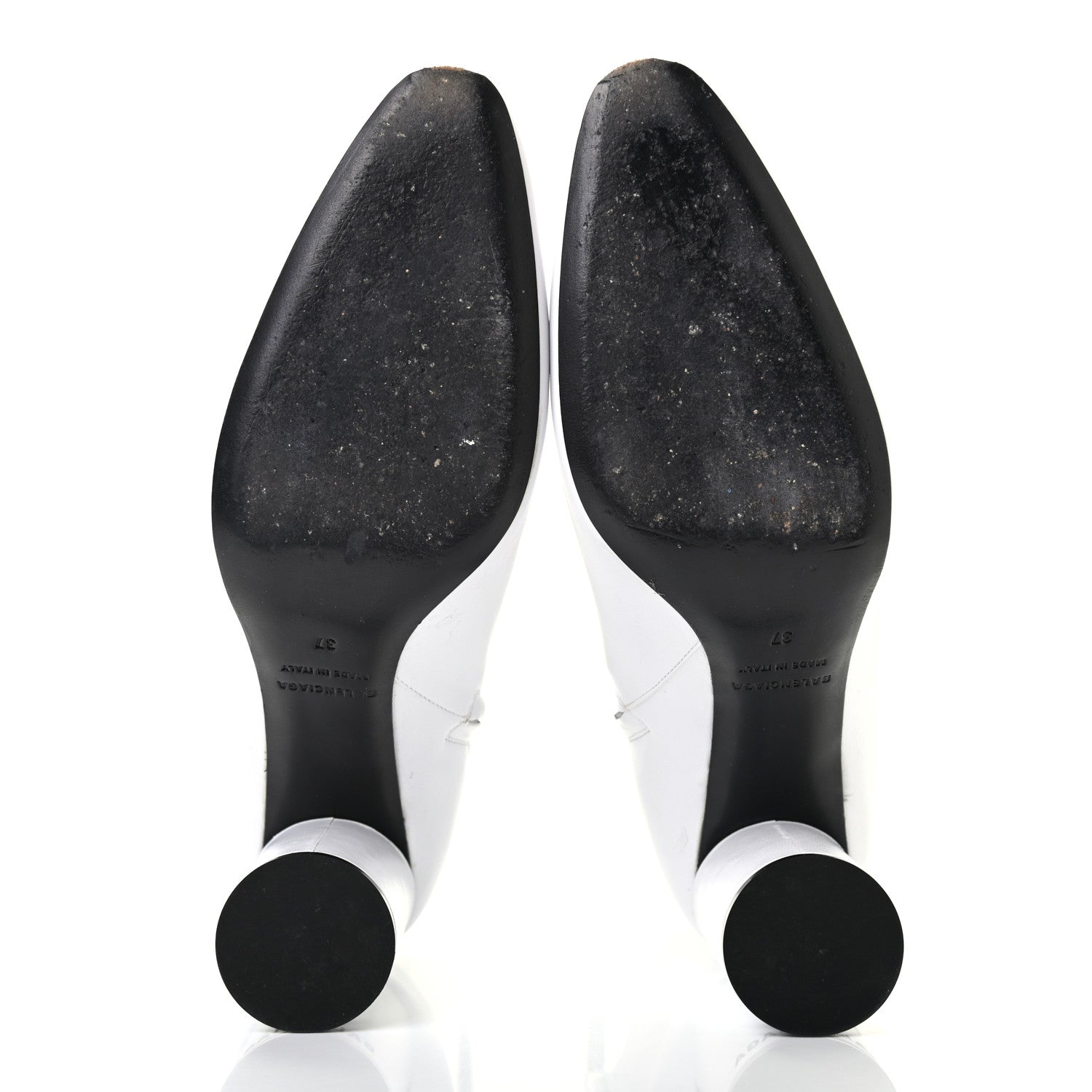 Balenciaga Shiny Sheepskin 20mm Oval Booties 37 White Black 5 of 11