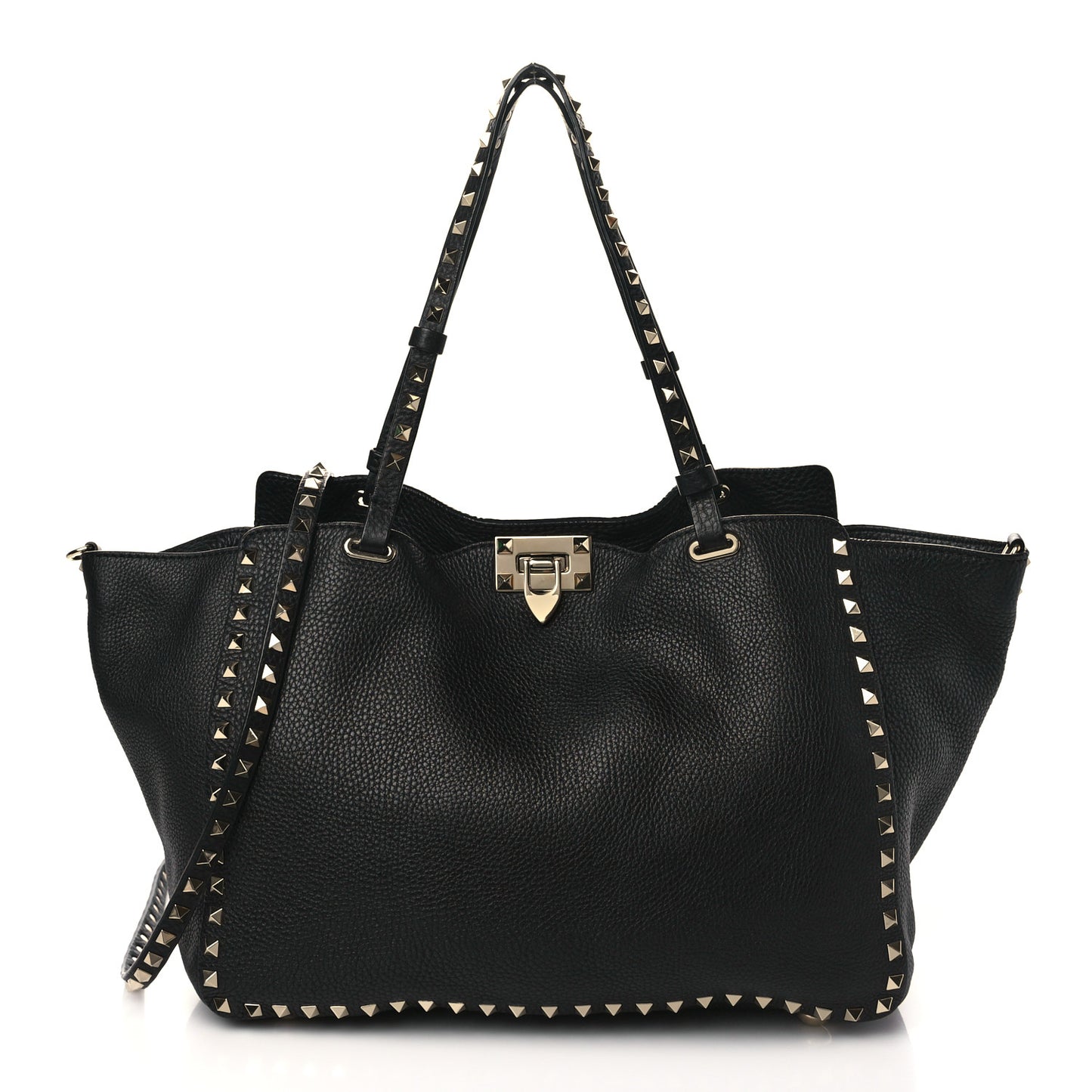 Alce Printed Calfskin Medium Rockstud Tote Black