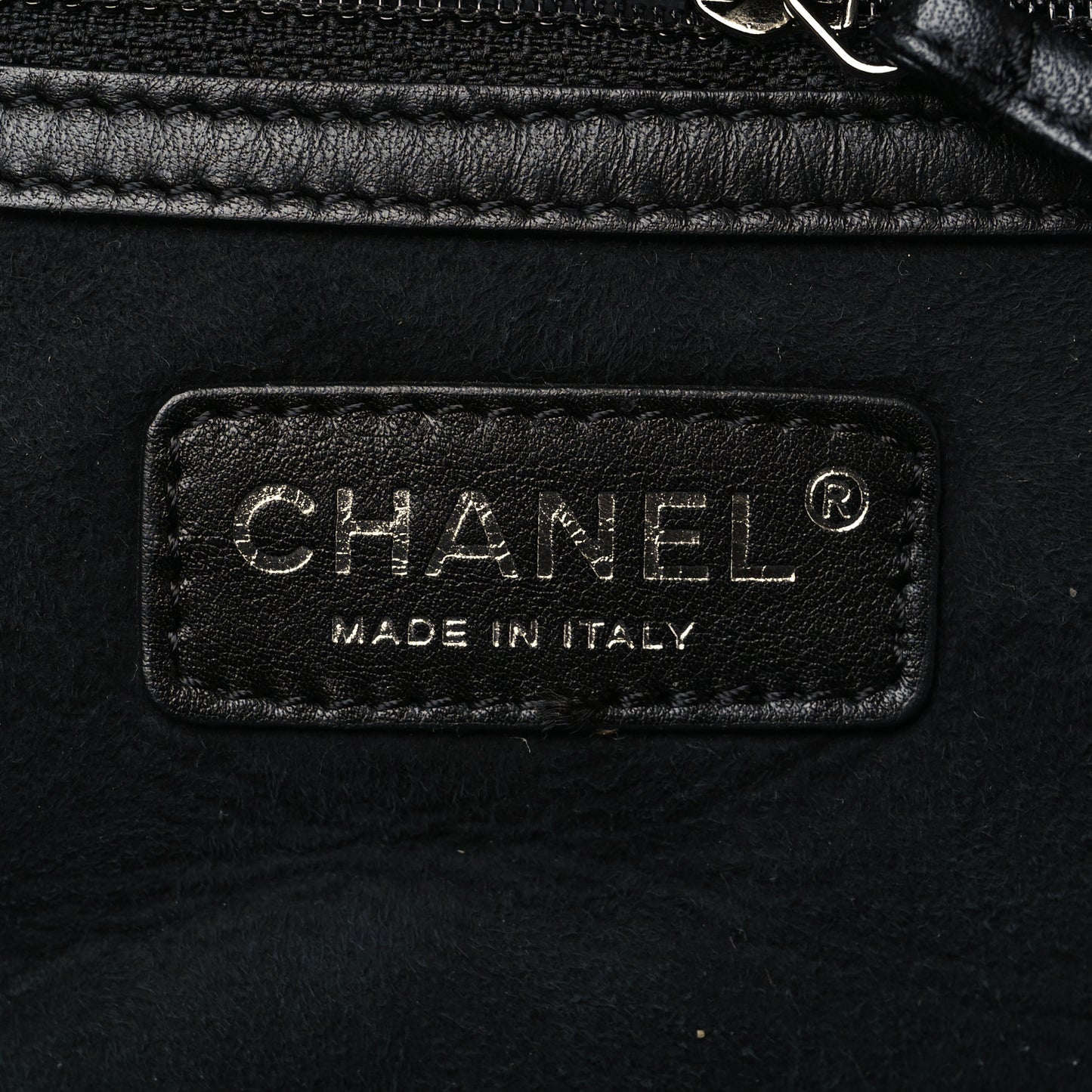 Shearling Suede Stitched CC Tote Black