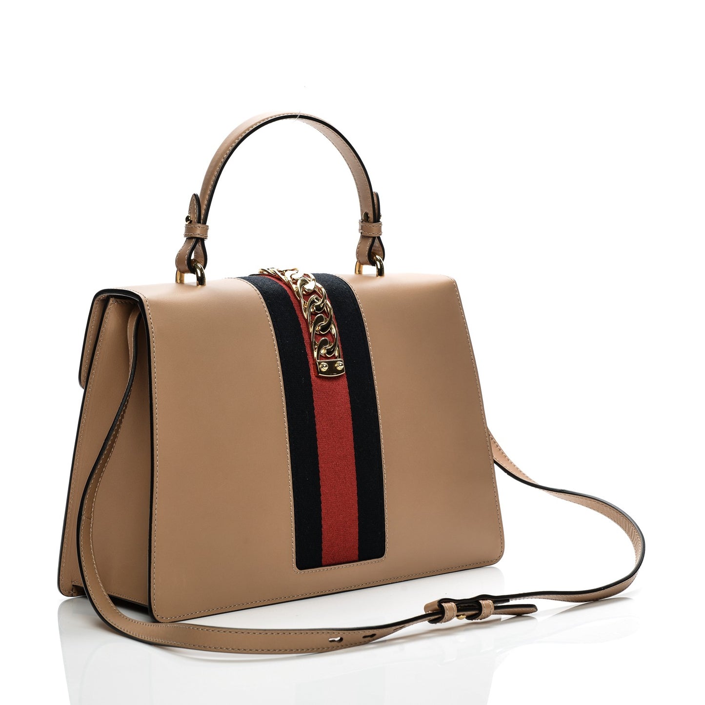 Vitello Fontanella Medium Sylvie Top Handle Bag Camel