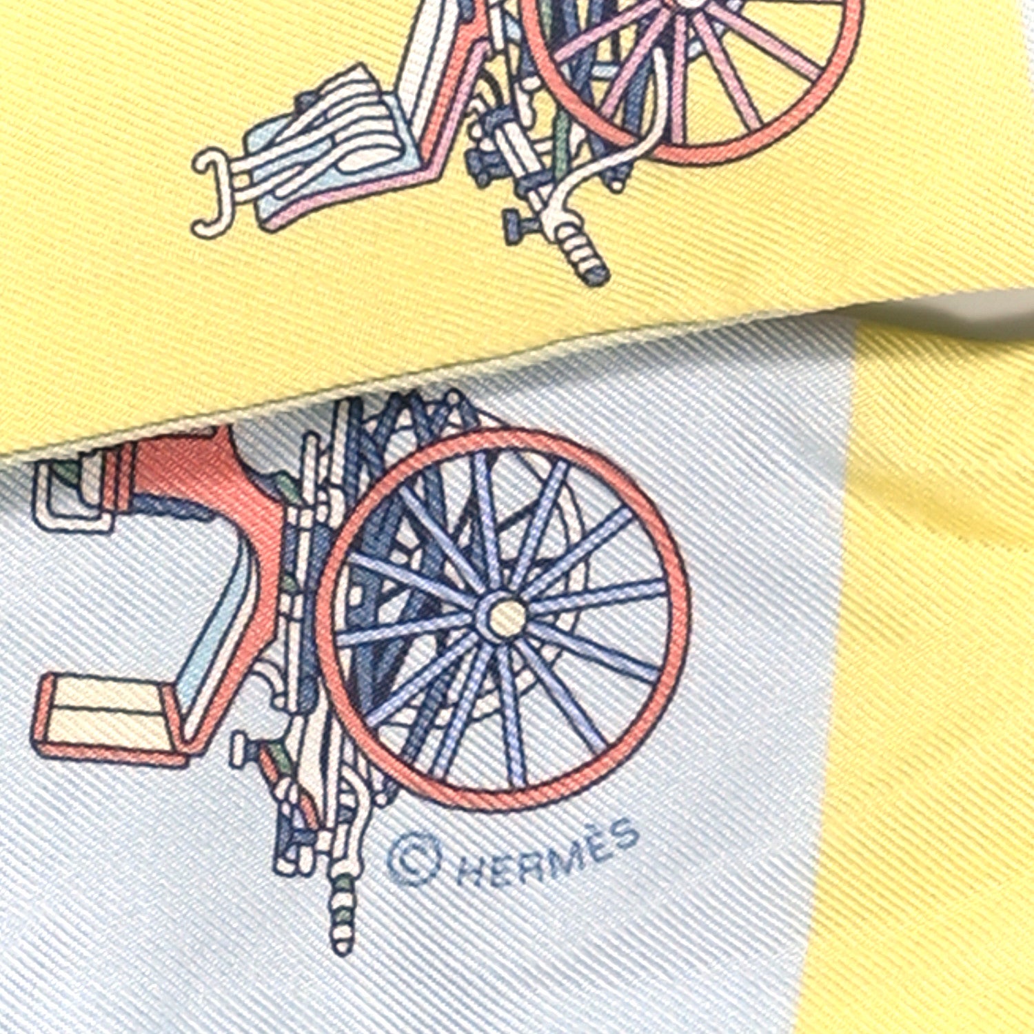 Hermes Silk Les Voitures Exquises Twilly Rose Pale Jaune Pale 4 of 4