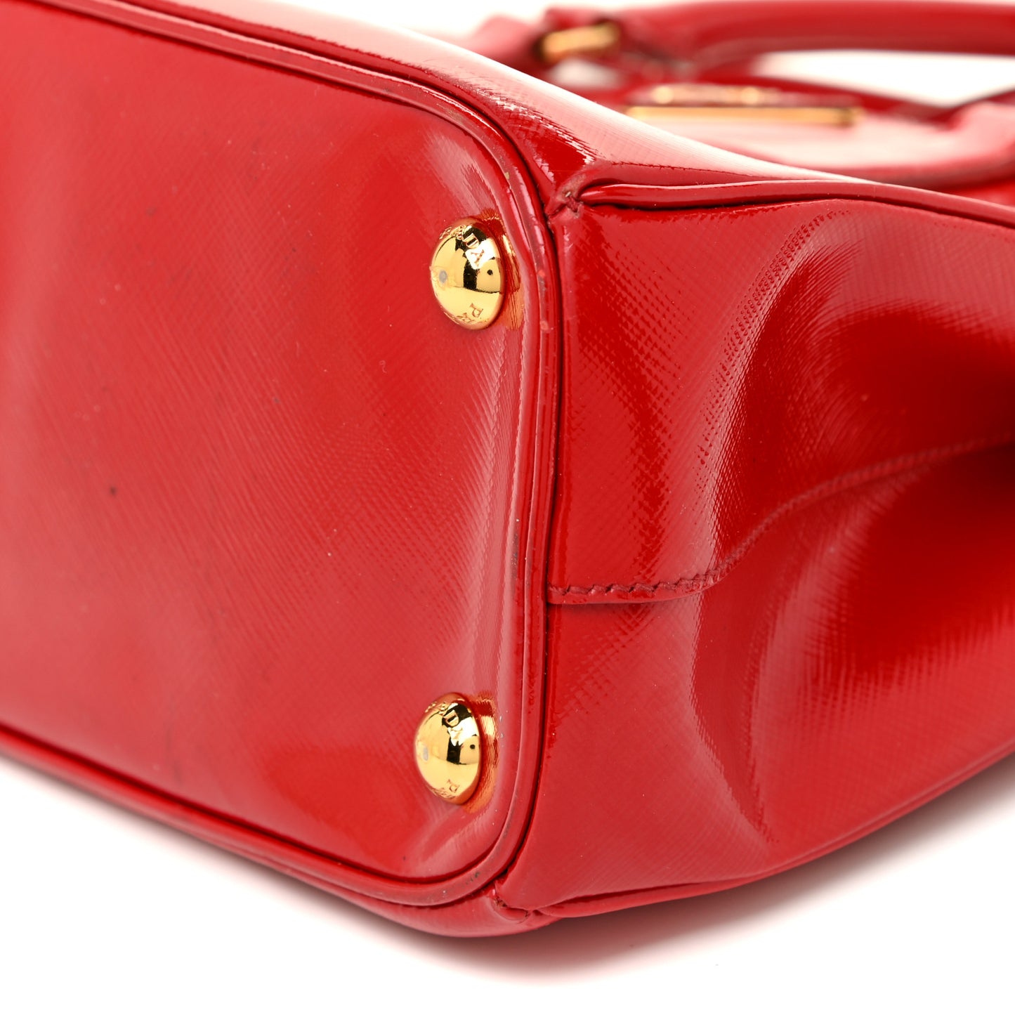 Saffiano Vernice Mini Galleria Double Zip Tote Rosso