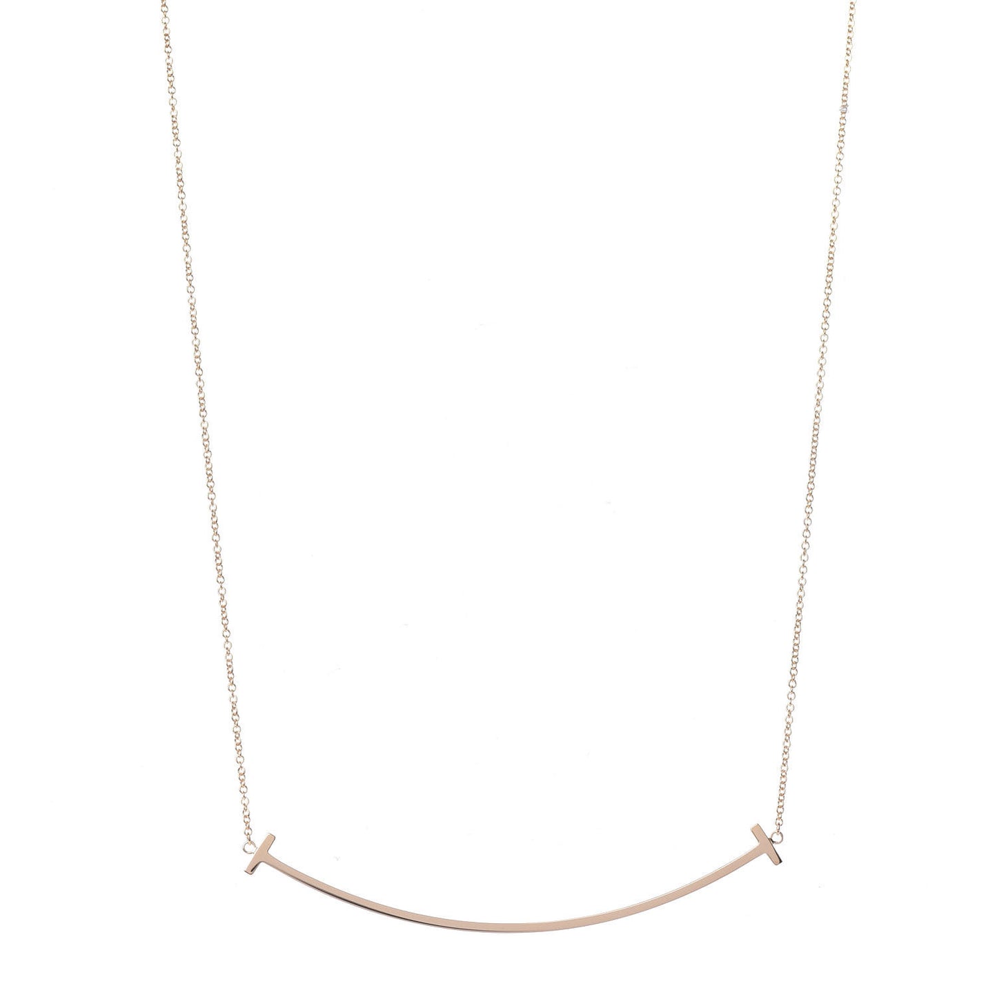 18K Rose Gold Large T Smile Pendant Necklace