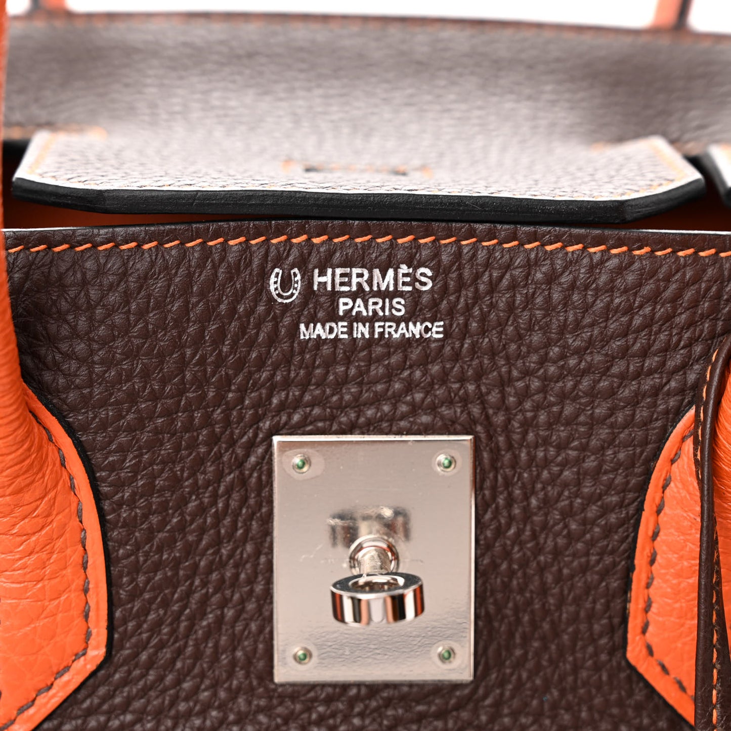 Togo Bi Color Horseshoe Birkin 35 Chocolate Orange