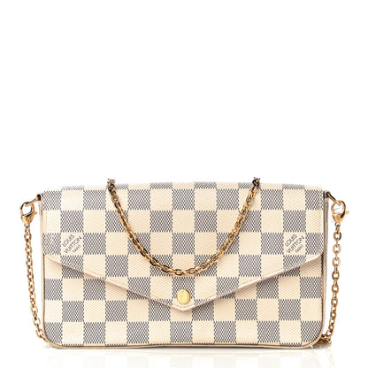 Louis Vuitton Damier Azur Pochette Felicie Chain Wallet Rose Ballerine 3 of 18