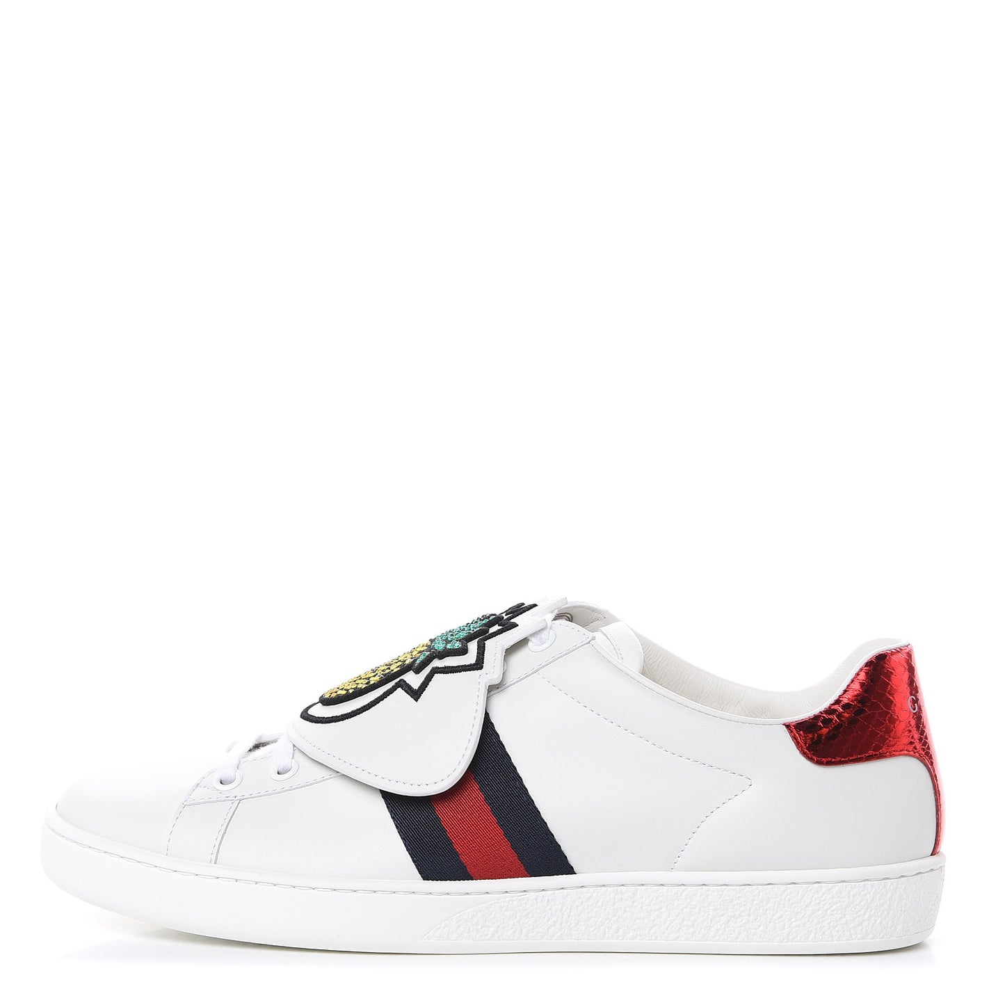 Calfskin Ayers Crystal Web Womens New Ace Pineapple Sneakers 40 White