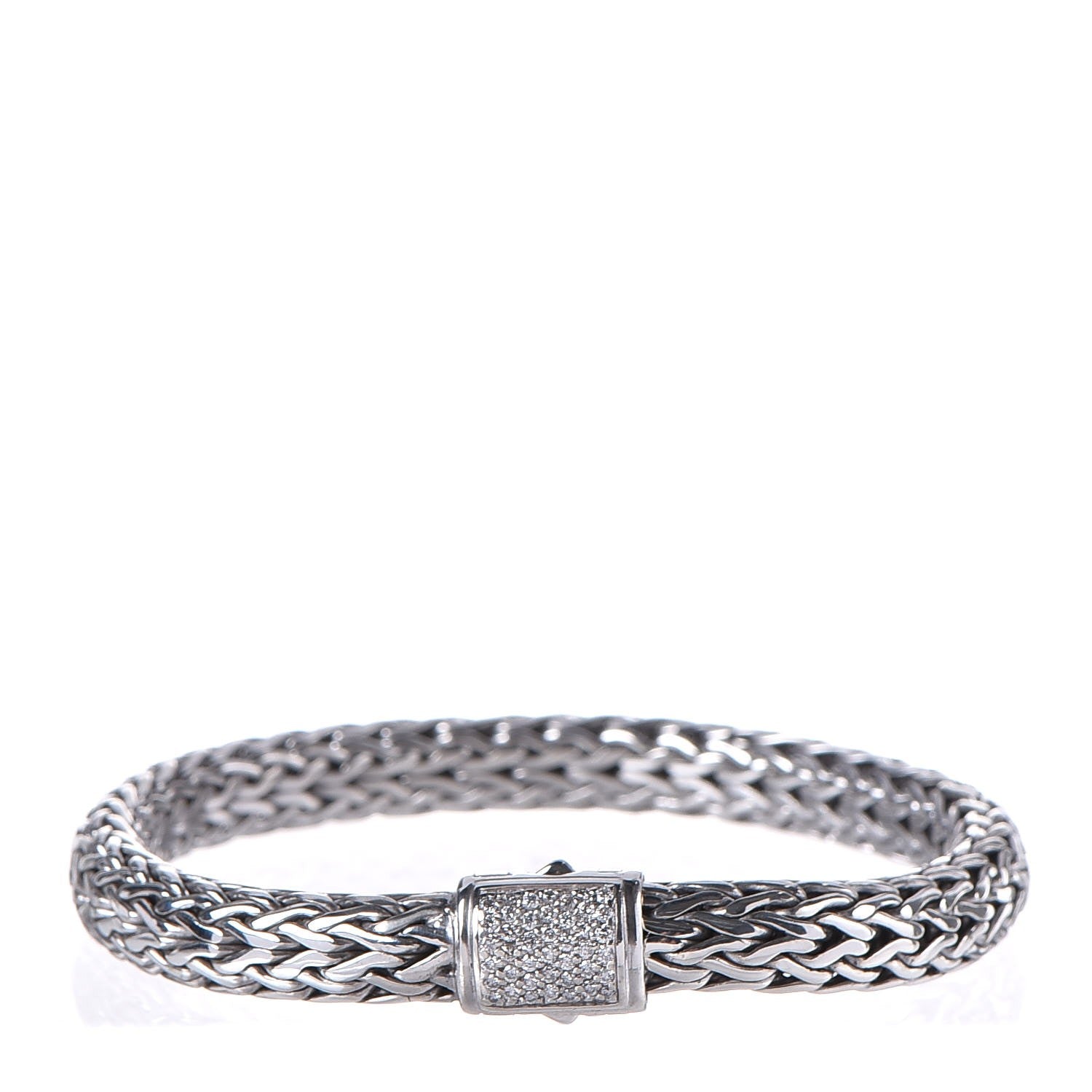 John Hardy Sterling Silver Diamond 7.5mm Classic Chain Bracelet 1 of 4