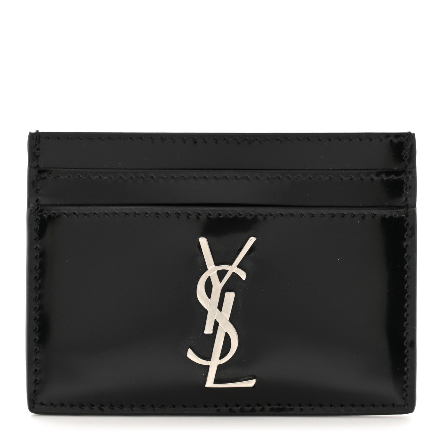 Saint Laurent Patent Calfskin Monogram Credit Card Case Black 1 of 8