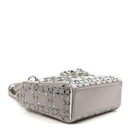 Christian Dior Satin Crystal Cannage Mini Lady Dior Gray 4 of 11